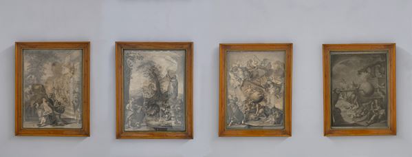 DALL'ACQUA  Cristoforo - DALL'ACQUA Cristoforo Tabula Riveriana. Suite completa di 4 tavole allegoriche.