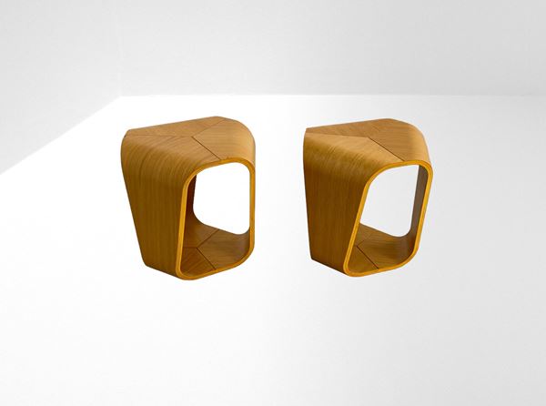 Enrico Cesana - Pair Coffee Tables / Stools Model Infinity by Enrico Cesana for Busnelli