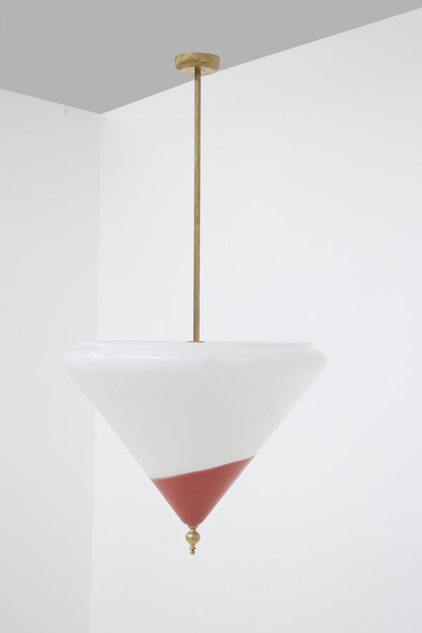 Manifattura Italiana - Italian red Murano glass triangle chandelier