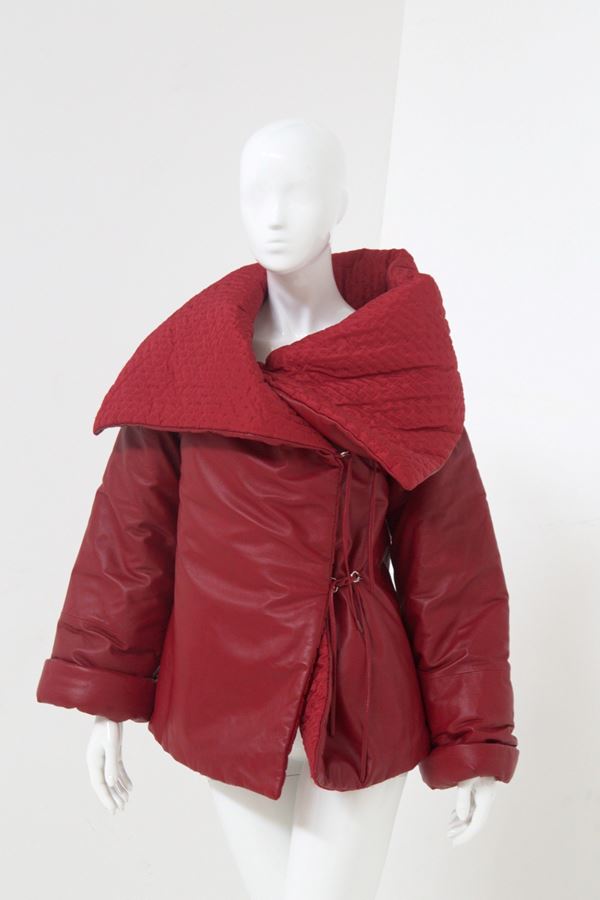 Gianfranco  Ferr&#233; - Gianfranco Ferré red leather oversized jacket