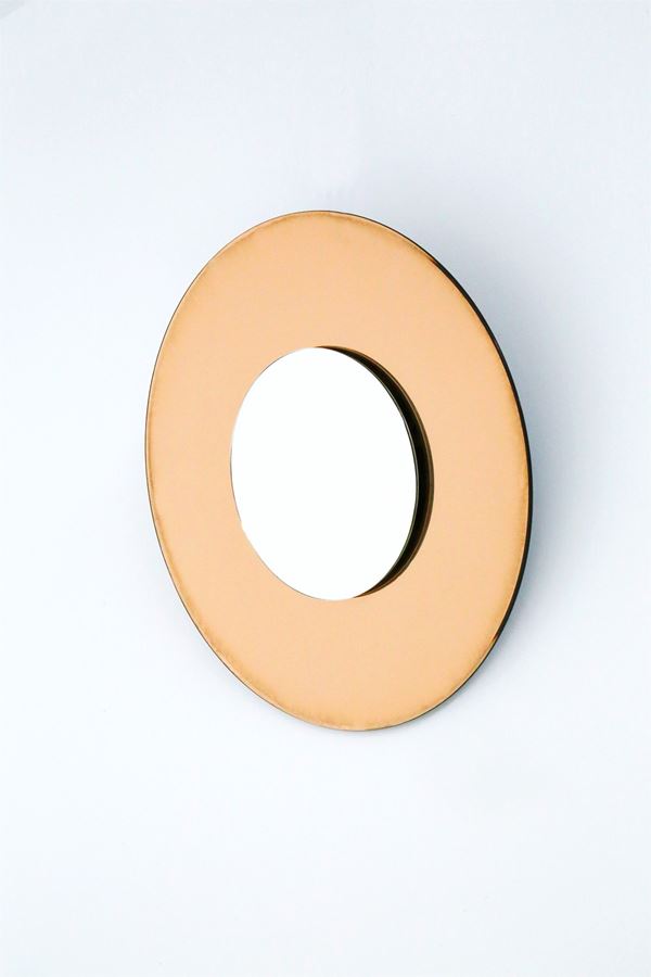 Contemporary pink mirror in Fontana Arte style