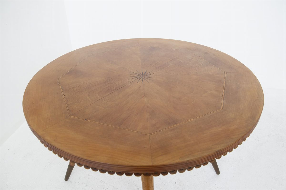 Italian Vintage Table in Wood And Brass By Paolo Buffa