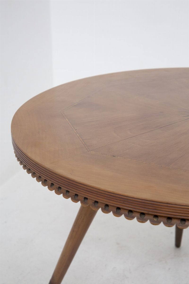 Italian Vintage Table in Wood And Brass By Paolo Buffa