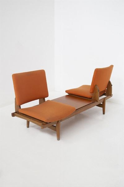Augusto Bozzi Vintage Wood And Fabric Bench 'tirolo'