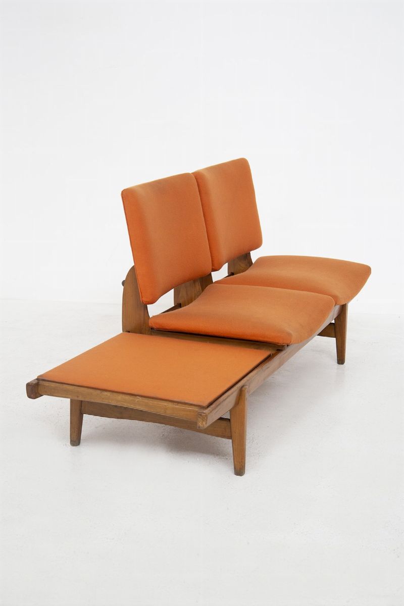 Augusto Bozzi Vintage Wood And Fabric Bench 'tirolo'