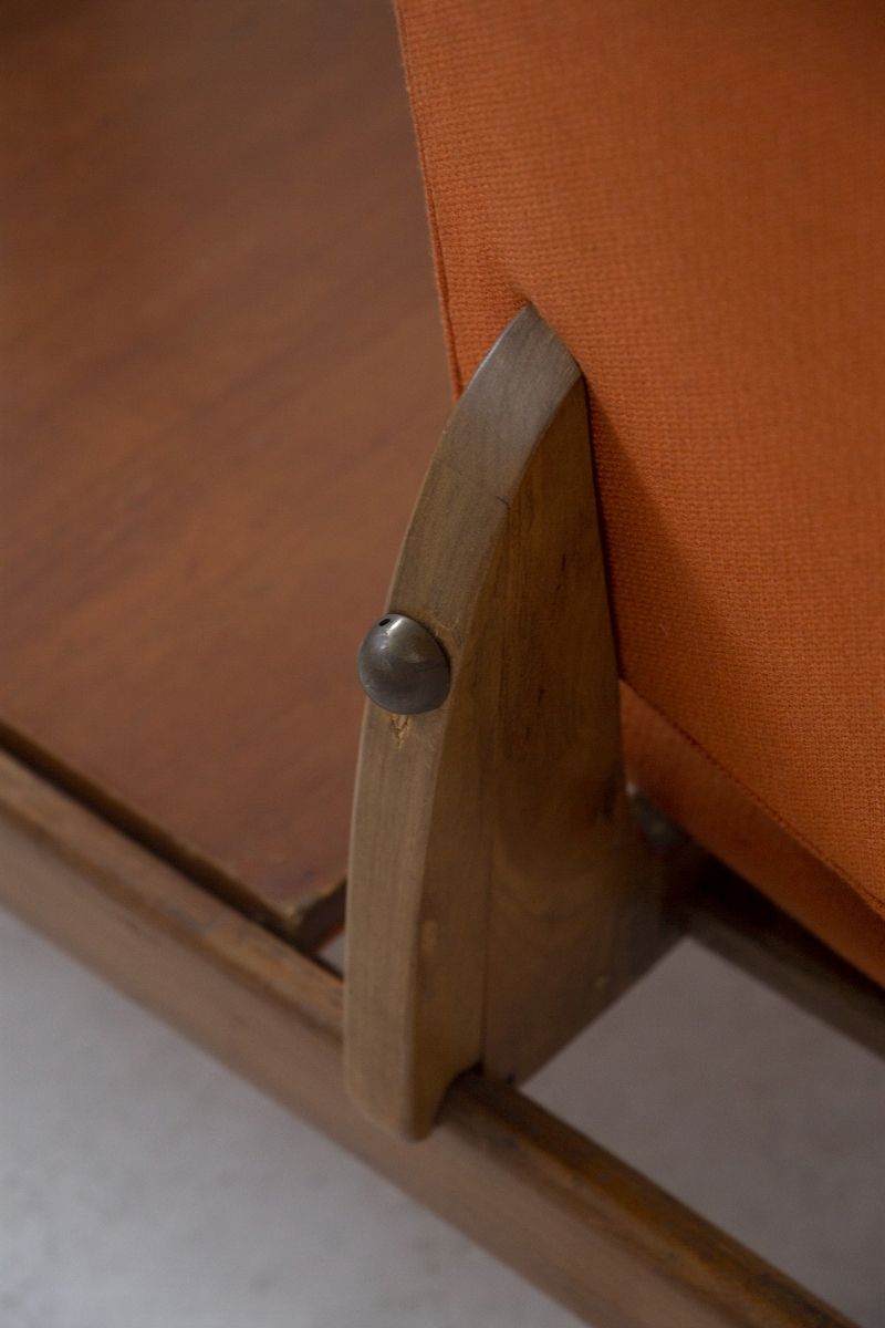 Augusto Bozzi Vintage Wood And Fabric Bench 'tirolo'