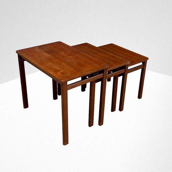 Triptych of side tables.