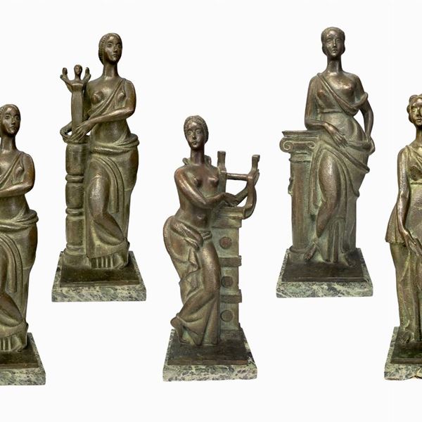 Sculture in bronzo Le 5 Muse