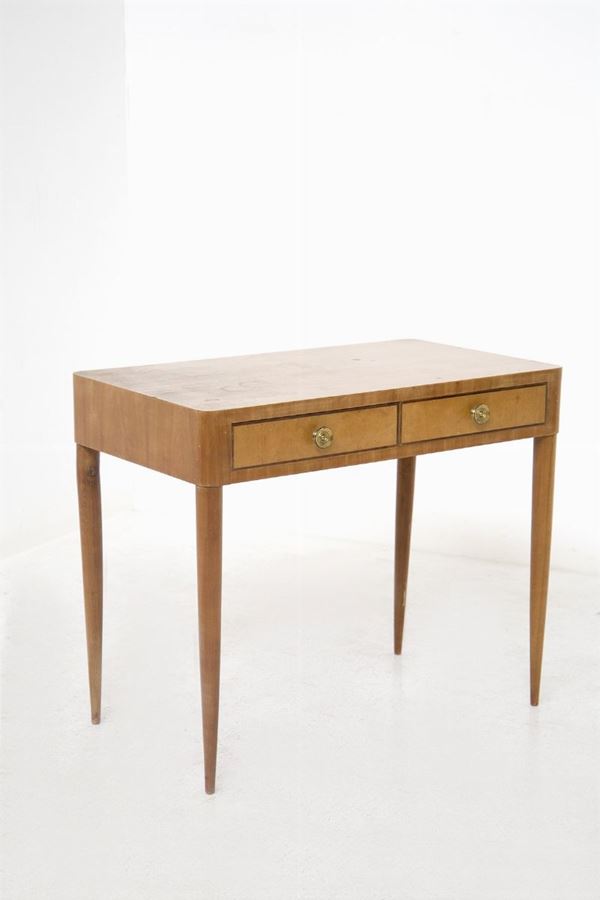 Vintage Desk in Wood and Brass by Paolo Buffa