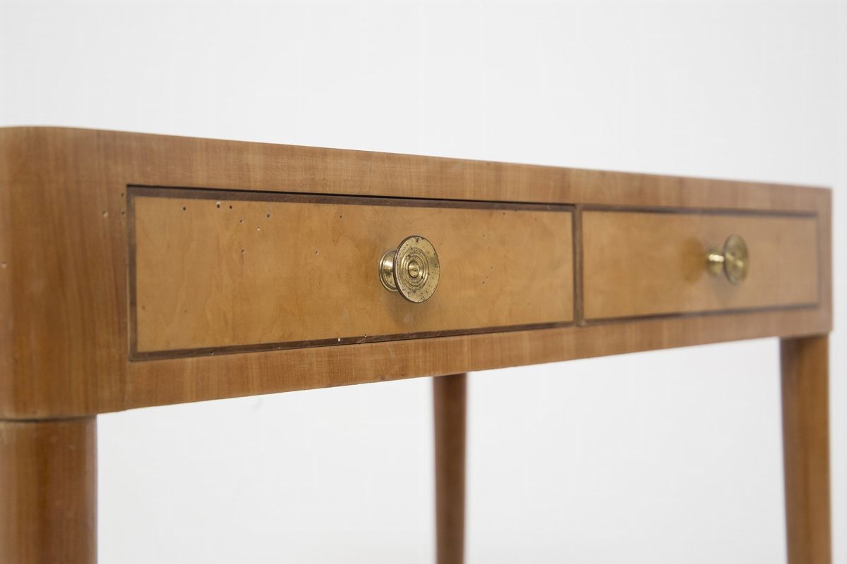 Vintage Desk in Wood And Brass By Paolo Buffa