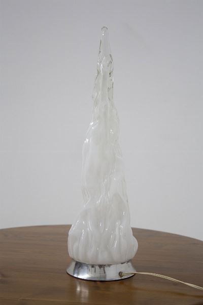 Table Lamp Iceberg By Carlo Nason For Vistosi in White Murano Glass