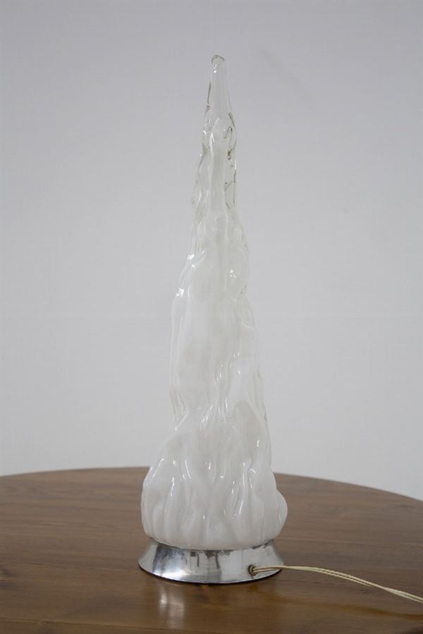 Carlo Nason - Table Lamp Iceberg by Carlo Nason for Vistosi in White Murano Glass