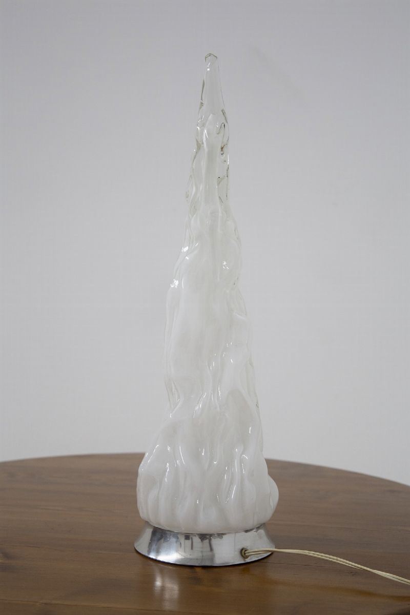 Table Lamp Iceberg By Carlo Nason For Vistosi in White Murano Glass