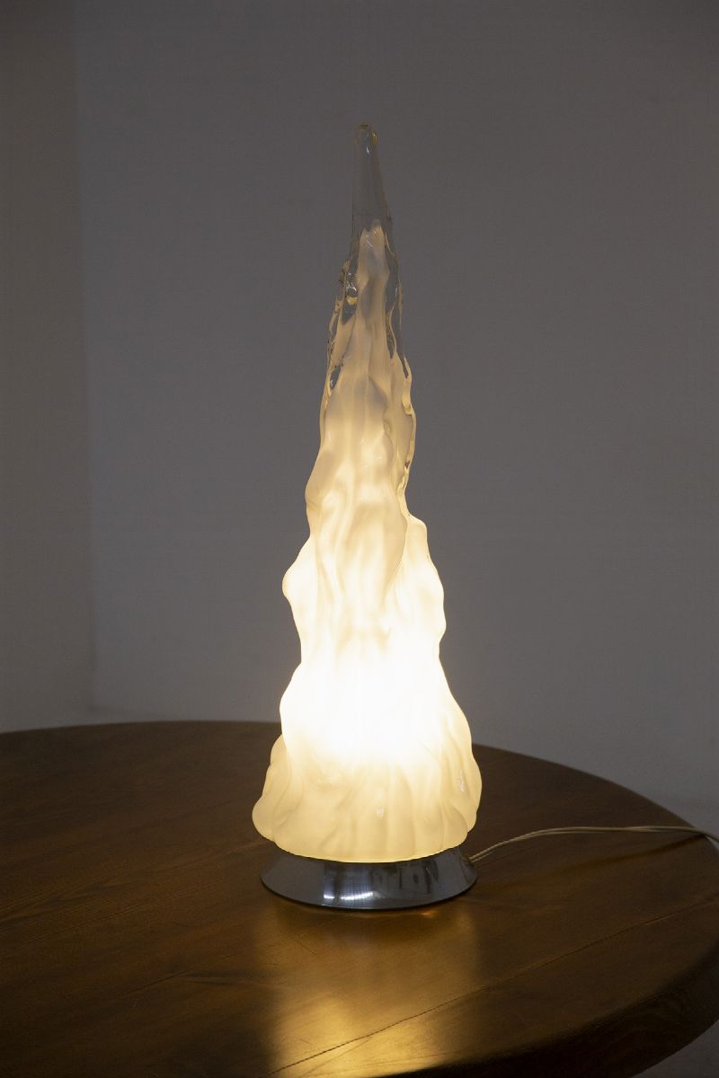 Table Lamp Iceberg By Carlo Nason For Vistosi in White Murano Glass