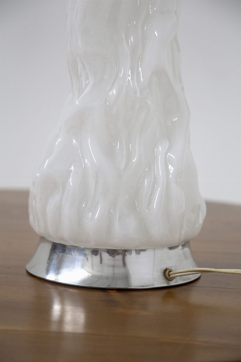 Table Lamp Iceberg By Carlo Nason For Vistosi in White Murano Glass
