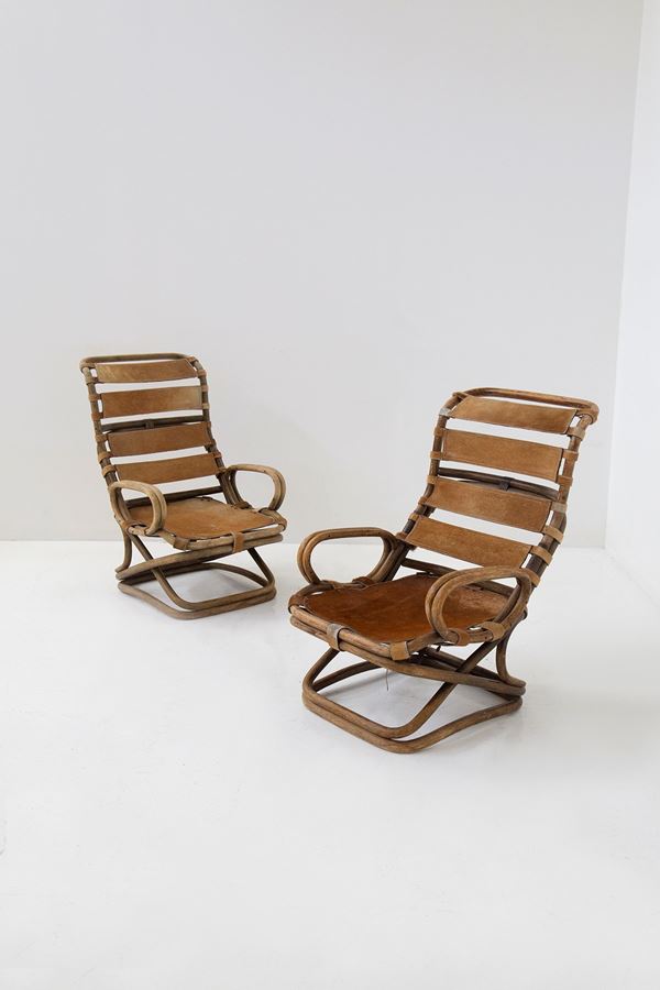 Tito Agnoli - Bamboo armchairs in pony