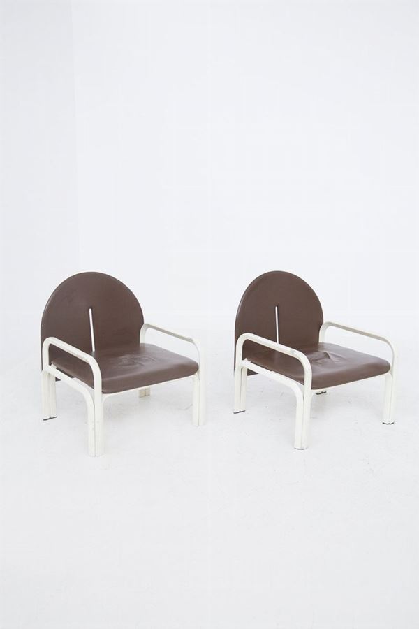 Vintage Leather Armchairs by Gae Aulenti for Knoll