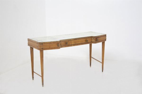 Console vintage in legno e vetro specchiato di Paolo Buffa