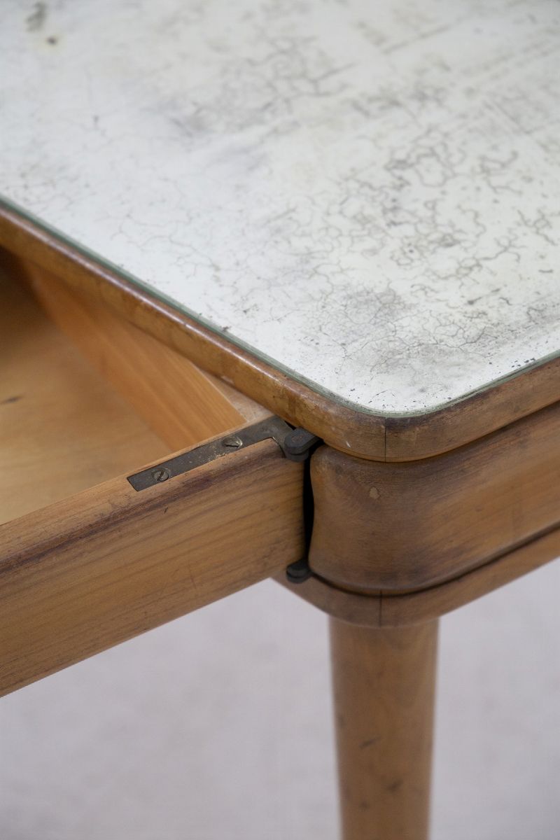 Console vintage in legno e vetro specchiato di Paolo Buffa