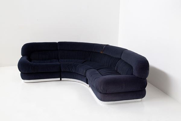 Blue modular corner sofa