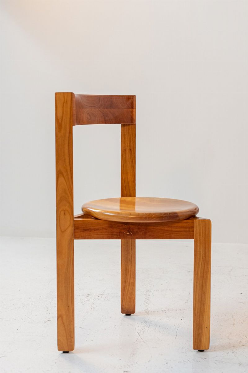 Italian Geometric Wooden Chairs Set of Eight