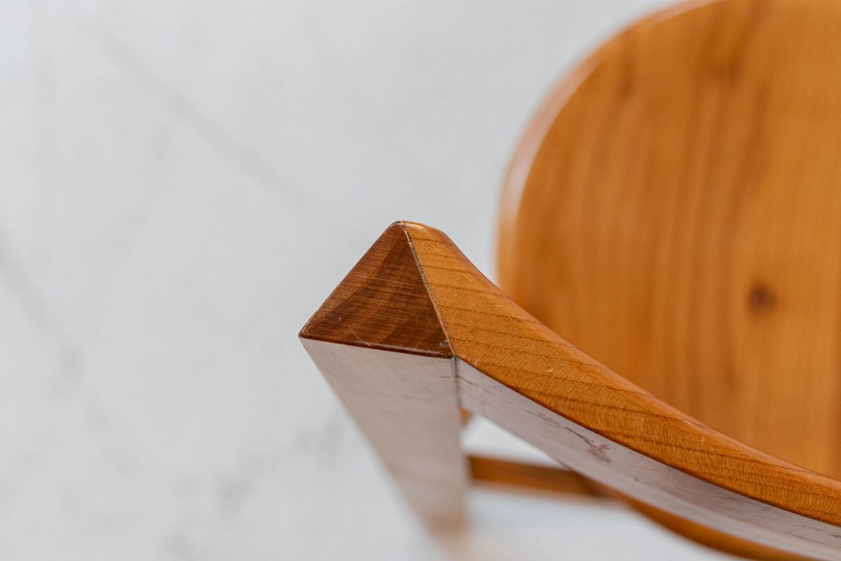 Italian Geometric Wooden Chairs Set of Eight