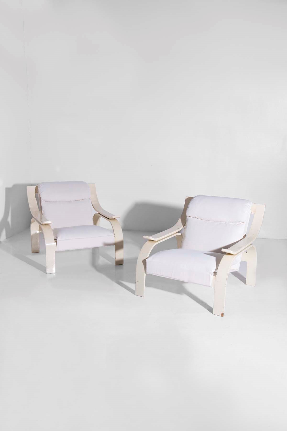 Marco Zanuso : Woodline Armchairs  - Auction The Great Beauty - LTWID Auction House