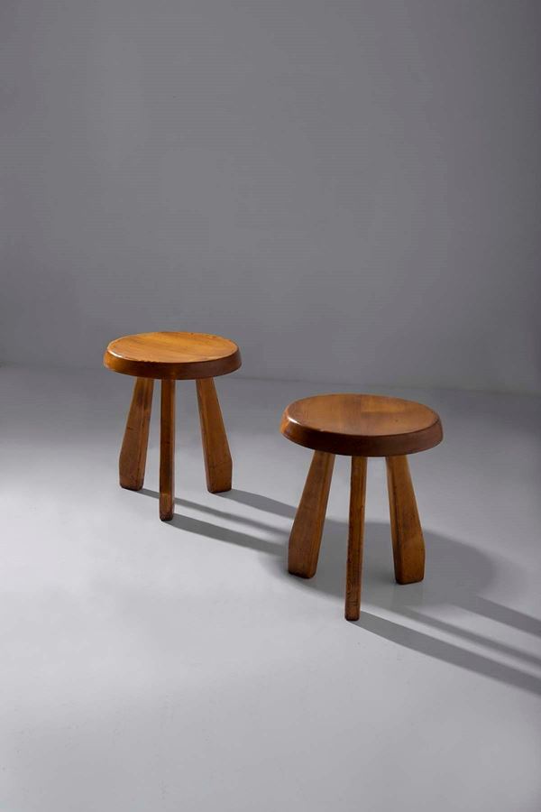 Charlotte Perriand - Coppia di sgabelli