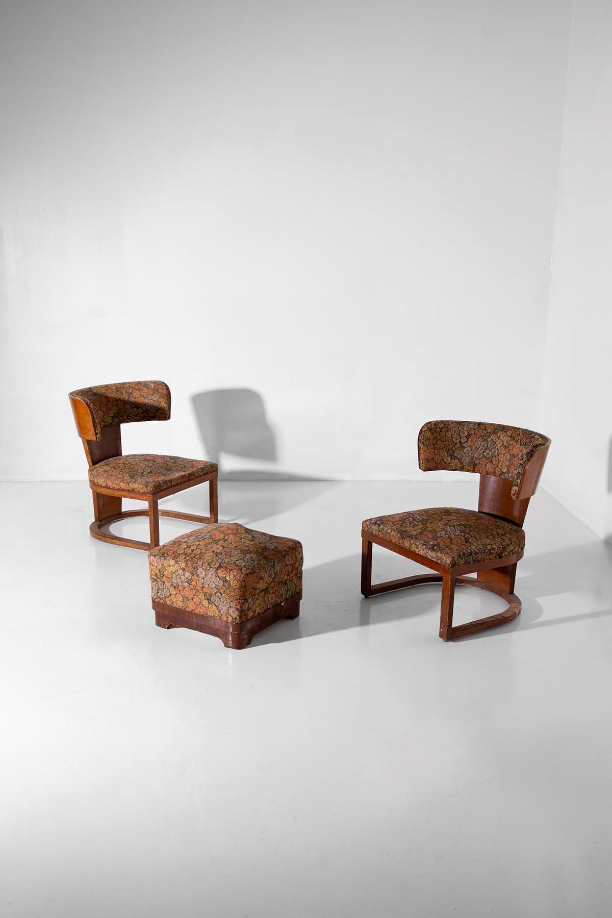 Ernesto Lapadula : Armchair with pouf  - Auction Top Design - LTWID Auction House