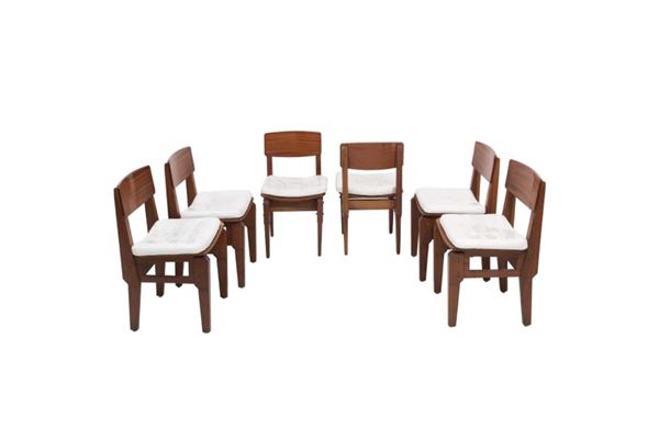 Vito Sangirardi - VITO SANGIRARDI. Six mahogany and fabric chairs