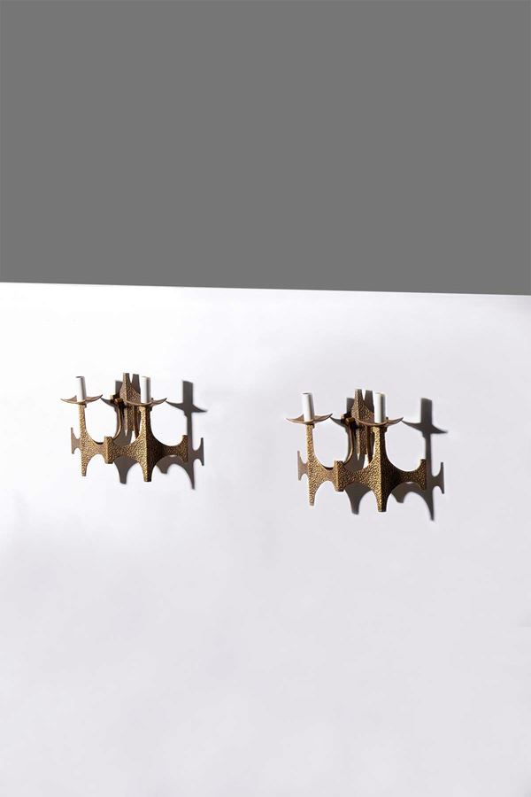 Manifattura Italiana - Pair of brutalist wall sconces