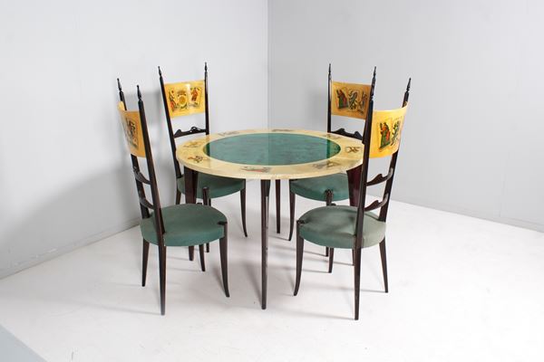 Aldo Tura - Game table with chairs