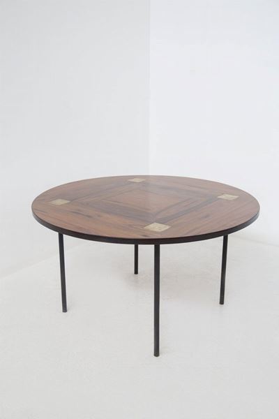 Ettore Sottsass Wooden Living Room Table, 50s, Published