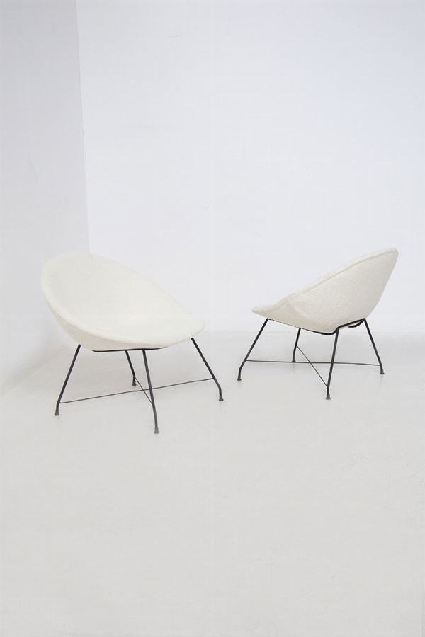 Augusto Bozzi - White Armchairs for Saporiti Italia