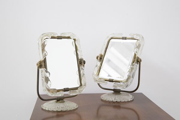 Ercole Barovier - Coppia di specchi da tavolo