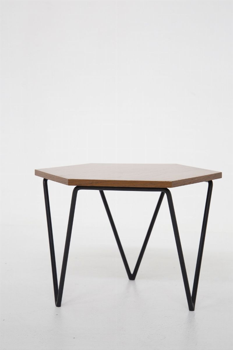 Pair Of Hexagonal Coffee Tables in Wood By Isa Bergamo, Original Label