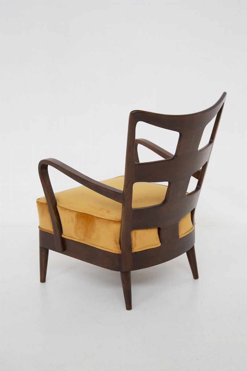 Osvaldo Borsani Armchairs in Orange Velvet, Published