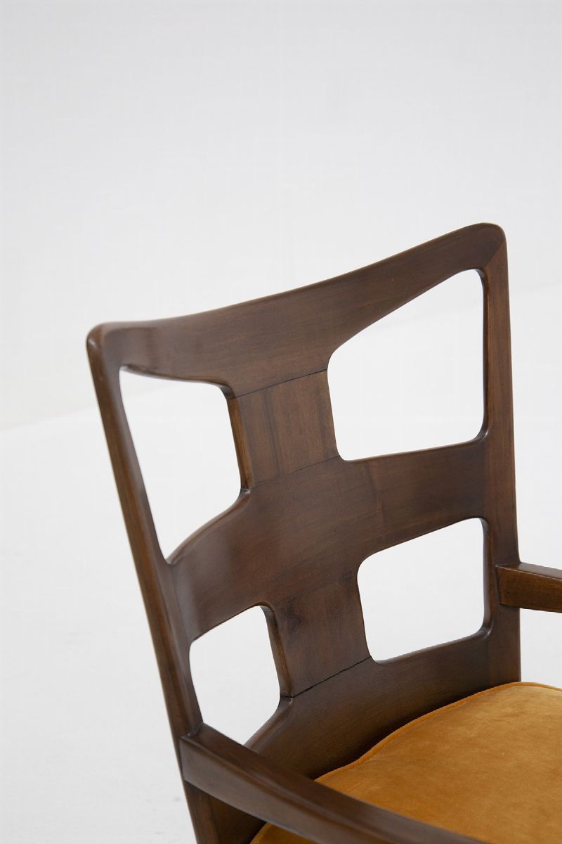 Osvaldo Borsani Armchairs in Orange Velvet, Published