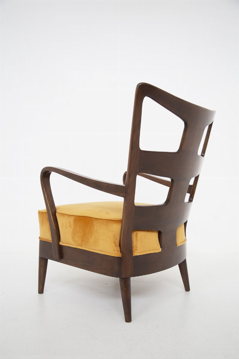 Osvaldo Borsani Armchairs in Orange Velvet, Published
