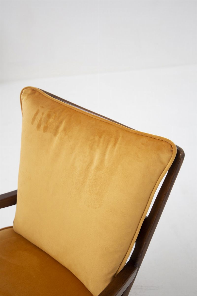 Osvaldo Borsani Armchairs in Orange Velvet, Published