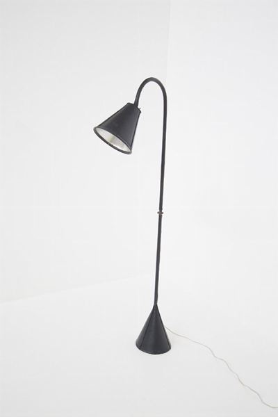 Vintage French Leather Floor Lamp By Jacques Adnet