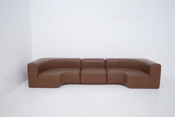 Guido Faleschini - Vintage Modular Corner Faux Leather Sofa by Guido Faleschini