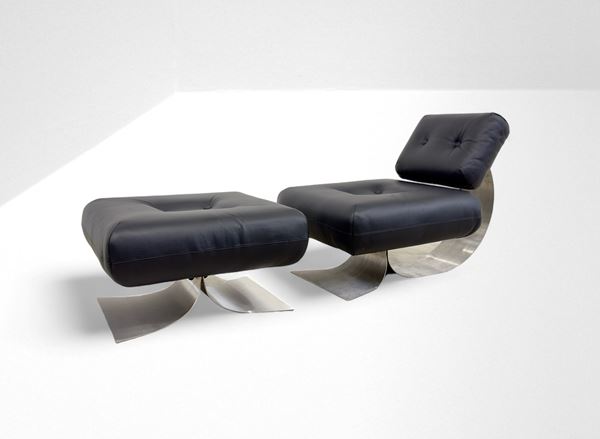 Oscar Niemeyer - Armchair with ottoman "Alta" Model