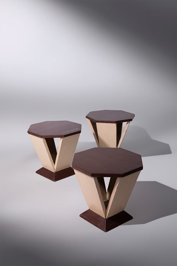 Manifattura Italiana - Set of three Futurist side tables