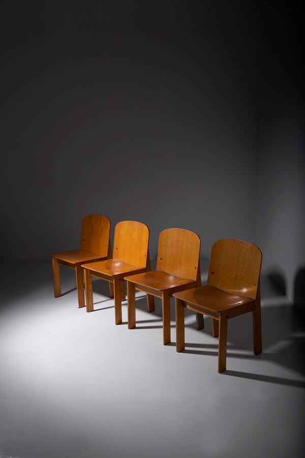 Luca Meda - Set of wooden chairs for Longoni