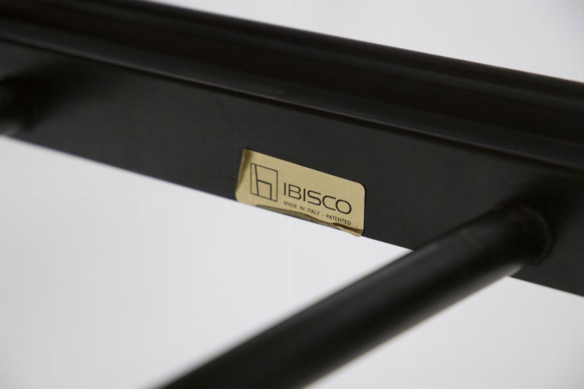 Set di 10 sedie vintage in legno e pelle nera di Ibisco