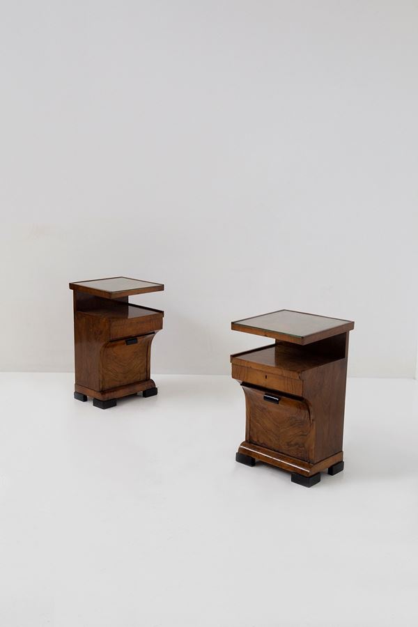 Manifattura Italiana - Pair of Art Deco bedside cabinets