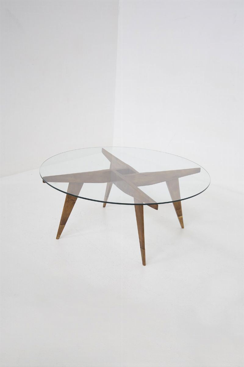 Gio Ponti Round Coffee Table in Wood And Glass For Siggeston