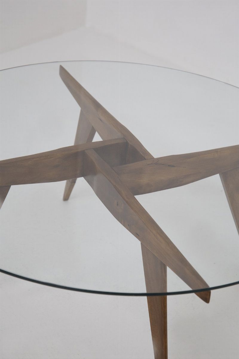 Gio Ponti Round Coffee Table in Wood And Glass For Siggeston