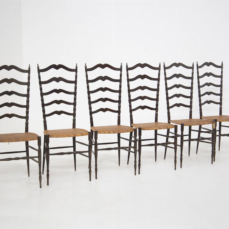 Vintage Chair Chiavarine in Wood And Wool